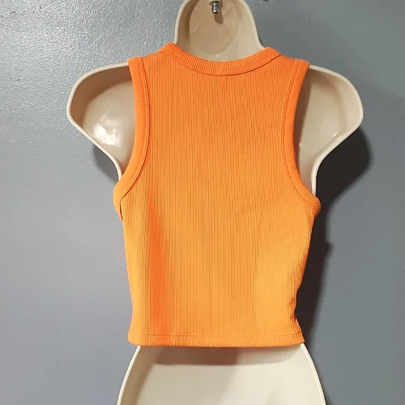 H&M Vibrant Orange Tank Vest Cropped Top - Picture 12 of 17